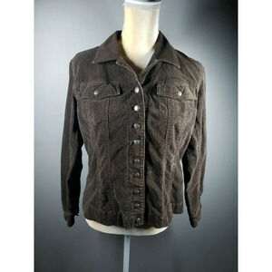 Chicos Brown Corduroy Shirt Jacket La Womens 38" Chest sz 1 Med -Lrg